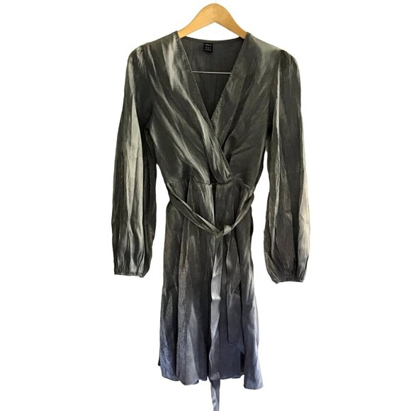 SHEIN - WOMENS SHIMMER SYLVER LONG SLEEVE V-NECK SIDE ZIPPER DRESS SIZE MEDIUM - Picture 3 of 10